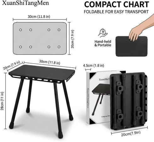 Outdoor Portable Camping Chair and Table Dual-Use, Liftable Stool for Fishing, Camping, Hiking, Lightweight Folding