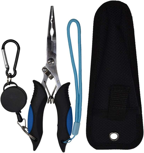 Stainless Steel Fishing Pliers - Needle Nose Plier for Cutting Fishing Line, Multitool Pliers with Sheath and