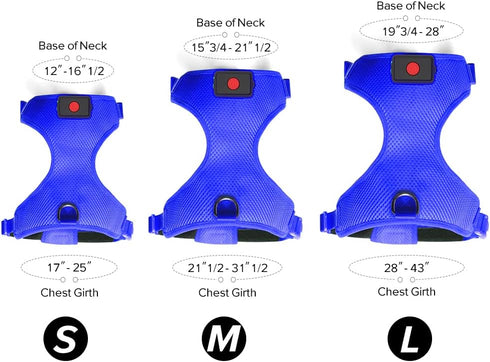 Flashseen LED Dog Harness - Lighted USB Rechargeable Pet Harness for Small, Medium, Large Dogs (Blue, L)