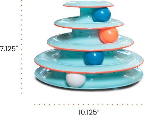 4-Tier 4 Catstages Chase Meowtain Interactive Cat Track Toy Spinning Balls, Non-Slip Base, Ideal for Indoor Cats, Blue