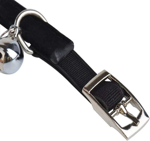 CHUKCHI Soft Velvet Adjustable Cat Collar with Bling Diamante and Bells, 11 inch for Small Dogs & Cats (Black)