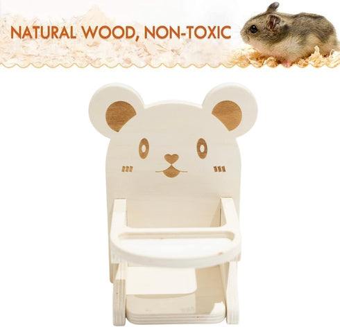 WCDJOMOP Handmade Wooden Hamster Dining High Chair - Small Animal Cage Accessories Habitat Decor House Photo Props