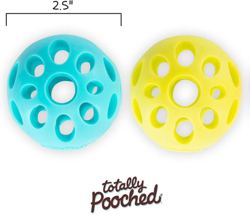 Messy Mutts Totally Pooched Huff'n Puff Ball, 2.5” TPR Puzzle Ball for Dogs, Durable Interactive Toy