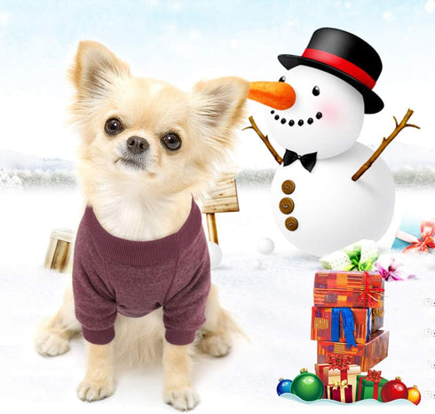 Idepet Pet Dog Classic Knitwear Sweater Soft Fleece Coat for Small Dogs, Thickening Warm Shirt Winter Clothing (L,