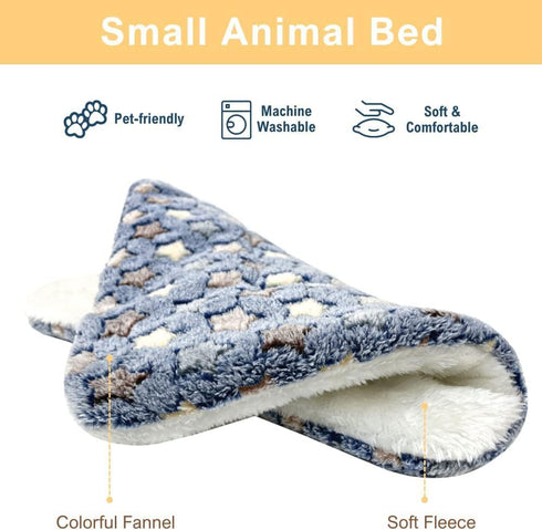Pack of 3 Ultra Soft Dog Cat Bed Mats, Reversible Fleece, Thickened Hamster Guinea Pig Bed, Pet Bed Mat for Small