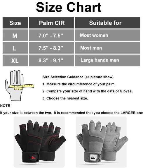 SUJAYU Workout Gloves for Men Women, Anti-Slip Fingerless Gloves for Weightlifting, Mens Workout Gloves Weight Lifting