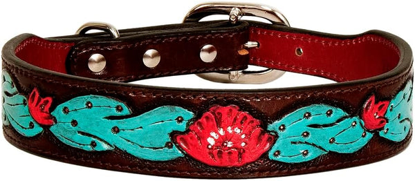 HILASON Brown Medium Strong Genuine Leather Dog Collar | Painted Medium | Leather Dog Collar | Dog Collar
