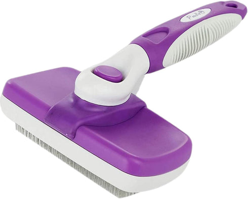 POODLIE Dog Grooming Brush, Self Cleaning Slicker Brush for Dogs and Cats, Purple