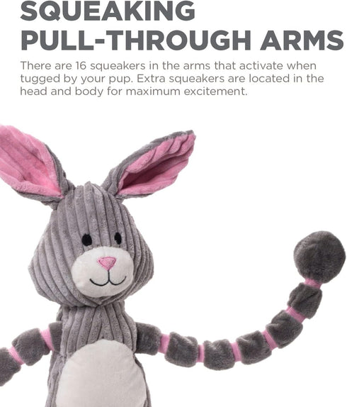 Outward Hound Thunda Tugga Bunny Plush & Squeaky Dog Tug Toy