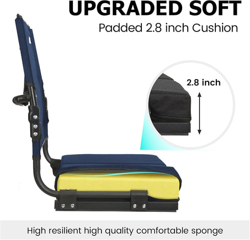 behairity Portable Stadium Seat for Bleachers with Back Support, Wide Padded Bleacher Chair with High Back and Thick