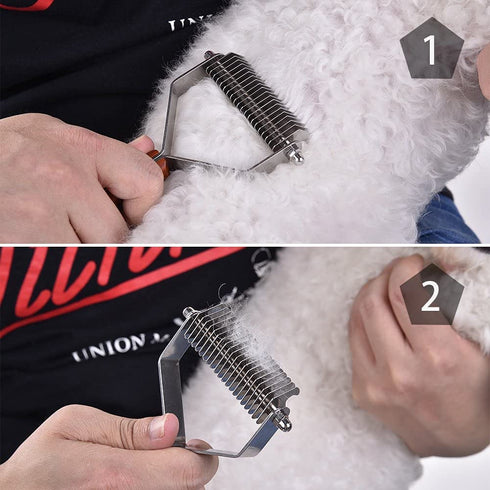 Litewoo Undercoat Rake for Dogs, Cats Grooming Dematting Comb, 20 Stainless Steel Blades with Wooden Handle