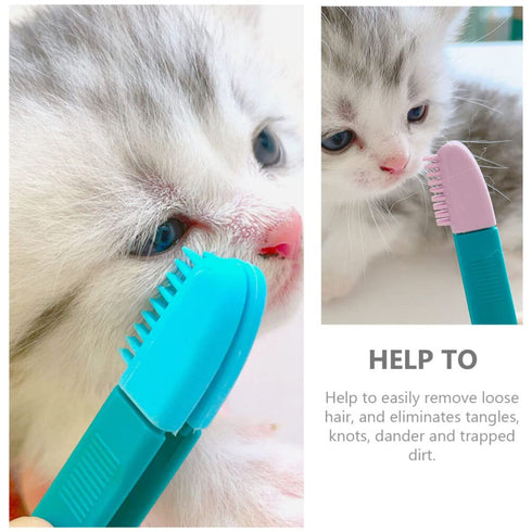 Didiseaon Tear Stain Remover Comb for Cat Dog, 2Pcs Portable Grooming Comb Brush for Small Pets