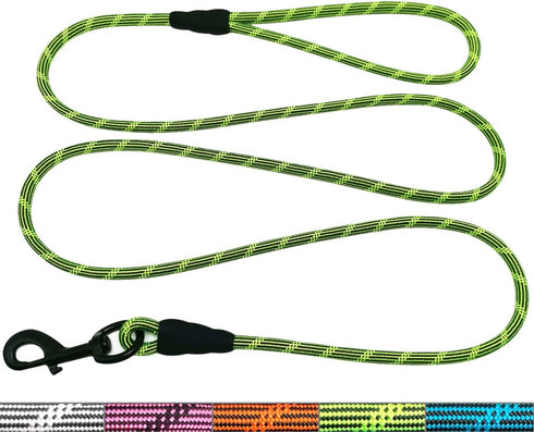 1/5" Rope Dog Leash for Small Dogs, 6FT Lightweight Sturdy Nylon Pet Leash with Rotating Metal Clip