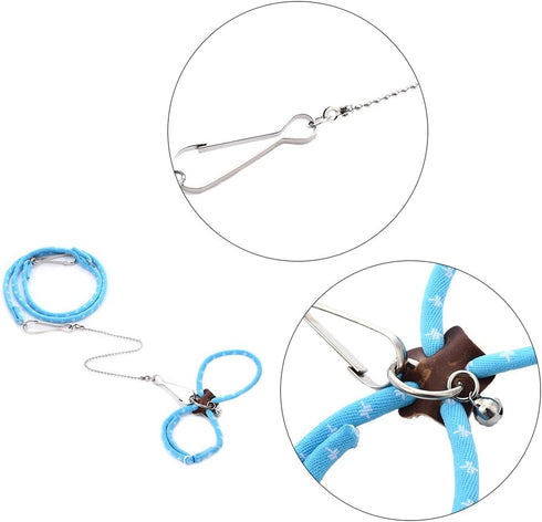 Adjustable Nylon Harness Vest and Leash Set for Pet Dwarf Hamster, Gerbil, Rat, Mouse, Ferret, Chinchilla (Blue)