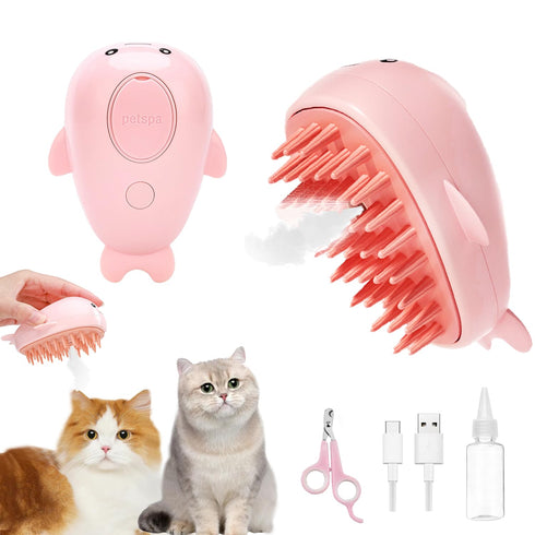Cat Steam Brush, 3 in 1 Cat Brush for Shedding, Spray Cat Brush for Pets Grooming, Portable Self Clean Cat Brush with