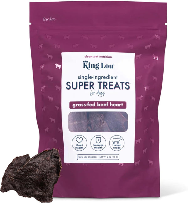 King Lou Pets - USA-Made Dehydrated Beef Heart Jerky Dog Treats -