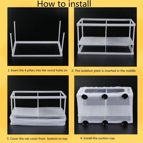 2 Pcs Aquarium Hatchery Net, Nylon Mesh Fish Fry Isolation Box with Breeder Box Separation Net