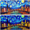 48X24IN Blacklight Vincent Van Gogh Aquarium Background, UV Art Oil Painting with 10 EVA Double-Sided Tape