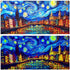 Blacklight Vincent Van Gogh Aquarium Background Art, 72x24in UV Fish Tank Background with 10 EVA Double-Sided Tape