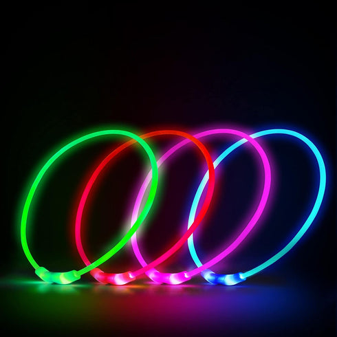 LED Dog Collar, Rechargeable Light Up Dog Collars,IP67 Waterproof Dog Lights for Night Walking,Adjustable, Reusable Safety Necklace for Small Medium Large Dogs (Green)