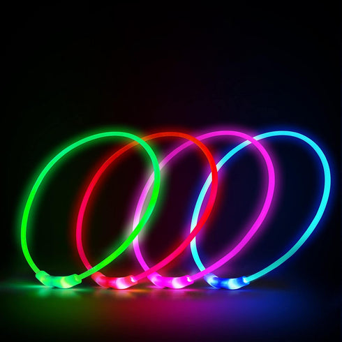 LED Dog Collar, Rechargeable Light Up Collars, IP67 Waterproof Dog Lights for Night Walking, Adjustable Safety Necklace
