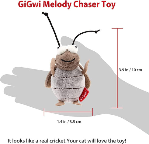 Gigwi Interactive Cricket Cat Toy, Automatic Squeaky Toy for Cats, Play and Squeak Electronic Cricket
