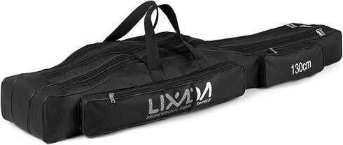 LIXADA Fishing Rod Case, 3 Layers Oxford Bag, Portable Foldable Fishing Pole Carrier & Tackle Storage for Travel