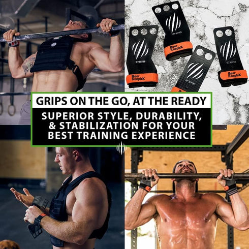 2-3 Bear KompleX Hole Carbon Hand Grips for Weight Lifting, Cross Training and Gymnastics, Durable Workout Grips