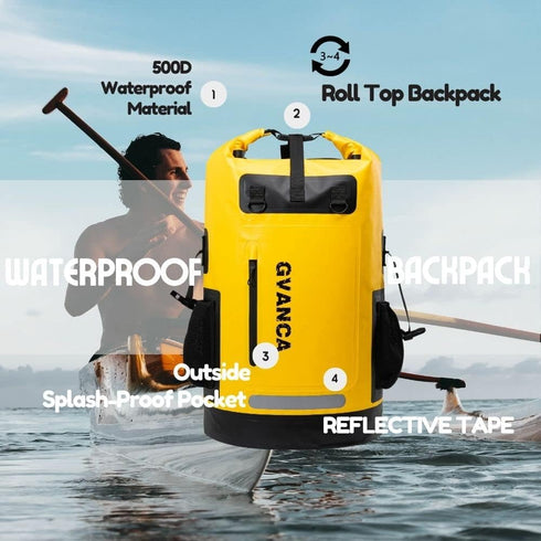 Waterproof Dry Bag Backpack for Kayaking, 35L Roll Top Outdoor Dry Sack for Boating, Sailing, Fishing, Camping