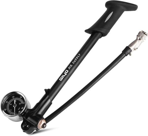 Giyo High Pressure Shock Pump, 300 PSI Max for Fork & Rear Suspension, No Air Loss Lever Lock Nozzle