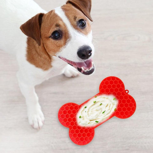 Quaziret 2Pcs Lick Mat | Bone-Shaped Licking Mat for Dogs & Cats | Peanut Butter Lick Pads for Boredom Reducer Perfect