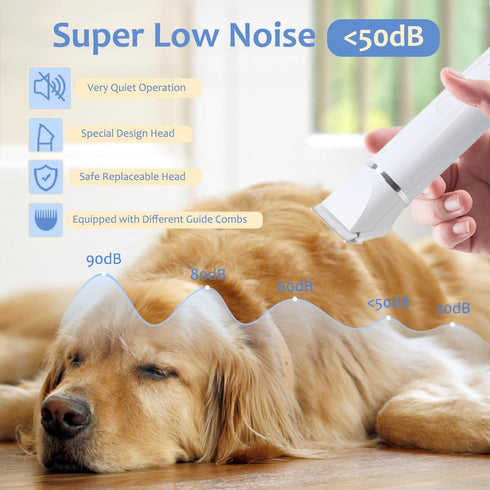 4 1 in Dog Grooming Kit - Dog Clippers, Rechargeable, Low Noise - Multi-Functional for Hair on Pets Toes Hair Repair on