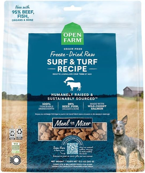 Open Farm Freeze Dried Raw Dog Food, Surf & Turf Recipe, Humanely Raised Meat with Non-GMO Superfoods (3.5 Ounce)