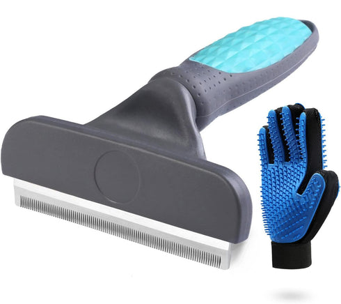 Dog Brush for Shedding Short Haired Dogs, Undercoat Deshedding Tool Set, Includes Brush and Double-Sided Silicone Glove