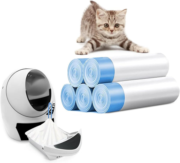 Ferypet 100 Packs Cat Litter Bags with Drawstring, Compatible with Litter-Robot 3/4 Cat