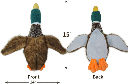 Interactive Mallard Duck Dog Toy, Squeaky Puzzle Toy for Small Medium Large Dogs, Plush Chew Toy