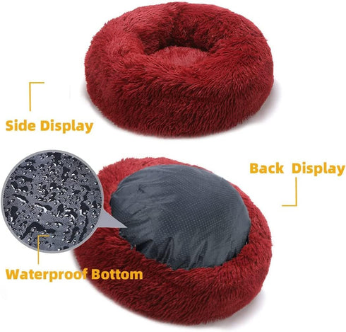 Cat Beds for Indoor Cats - Cat Bed Washable 20/24 inches, Dog Beds for Small Medium Dogs, Anti Anxiety Round Fluffy Plush Faux Fur Cat Bed,Thick Bottom Keep Pets Off The Cold Tile