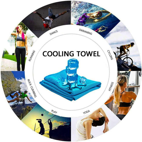 YQXCC 4 Pack Cooling Towels, Microfiber Soft Breathable Chilly Ice Towel for Sport, Yoga, Gym, Running