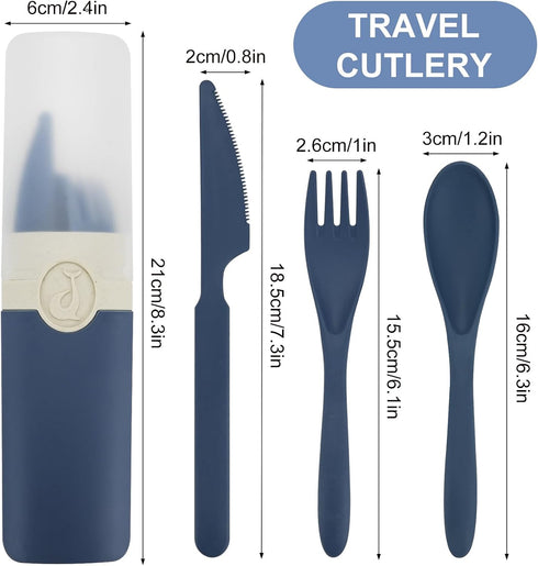 2 Set, JEPELUS Pcs Travel Utensils with Case, Portable Cutlery Reusable Fork Spoon Knife with Case Flatware for Work