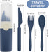2 Set, JEPELUS Pcs Travel Utensils with Case, Portable Cutlery Reusable Fork Spoon Knife with Case Flatware for Work