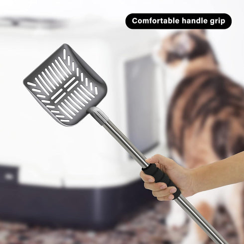 Cat Litter Scoop, Metal Long Handle Kitty Litter Coop Scooper, Heavy Duty Pooper for Litter Box, 32inch