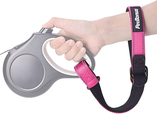 PetBonus Short Dog Leash, Reflective Design with Adjustable Soft Padded Handle for Retractable Leash, Pink 1 Pack