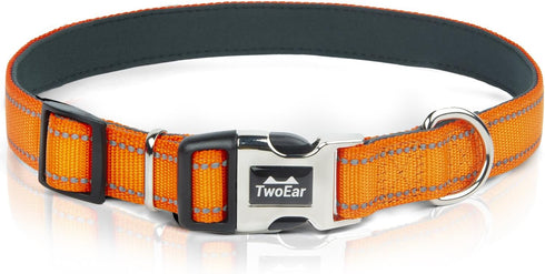 TwoEar Heavy Duty Dog Collar, Soft Neoprene Padded Breathable Nylon, Adjustable Reflective for Small Dogs