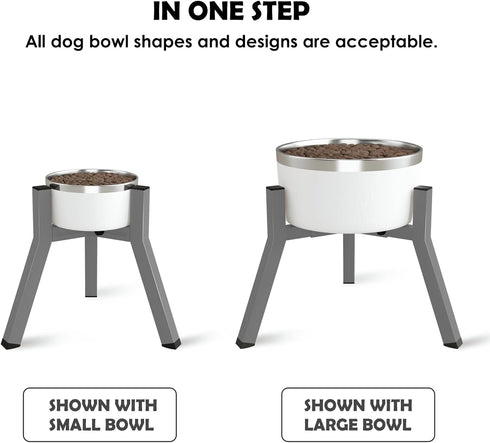 SHAINFUN Grey Raised Dog Bowl Stand for Large Medium Dogs, 11" Height Adjustable Width, Bowl Holder (Not Included)