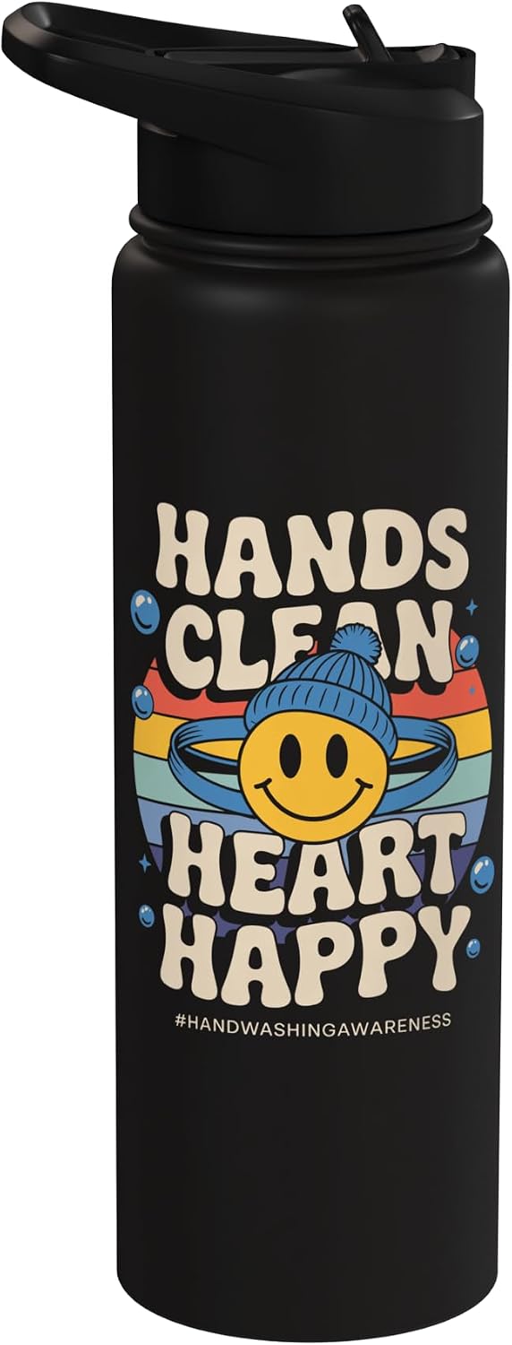 Hand Washing Tee Germaphobe Hands Clean Heart Happy - Awareness Hand Sanitizer Stainless Steel Insulated Water