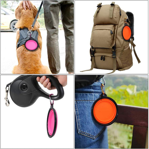 SLSON Collapsible Dog Bowls, 2 Pack Portable Pet Feeding Watering Dish for Traveling with Carabiners (Small,