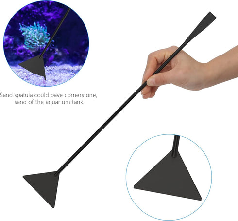 15in Aquarium Aquascape Tools Kit, 4 in 1 Stainless Steel Aquatic Plant Tool Set (Black)