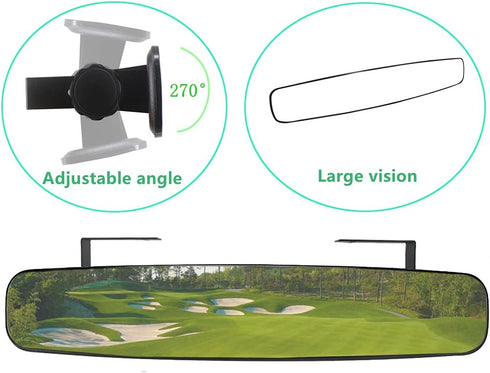 HKOO 16.5" Extra Wide Golf Cart Rear View Mirror, 180 Degree Panoramic Fit for EZGO Club Car Yamaha