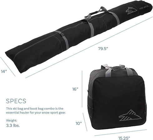 Ski Bag & Sku Boot Bag Combo, Black/Black, One Size by High Sierra