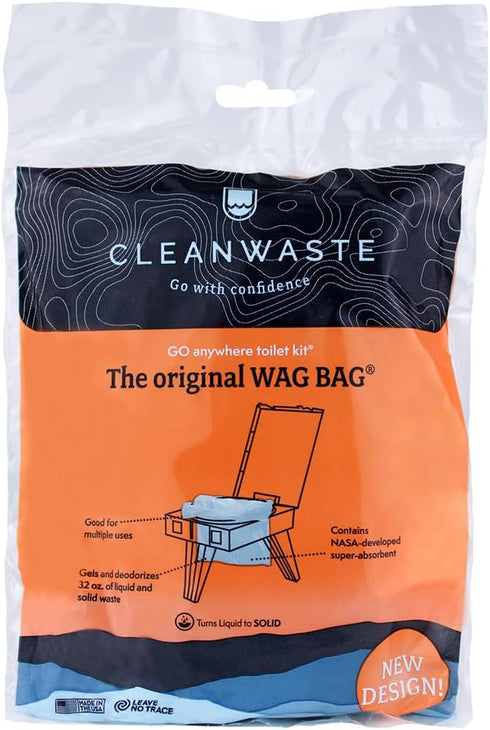 (12 Pack) Cleanwaste Original WAG Bag Portable Toilet - Go Anywhere Kit For Camping, Boating, Travel - NASA Gelling